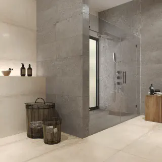 Badezimmerfliesen, die wie Beton aussehen